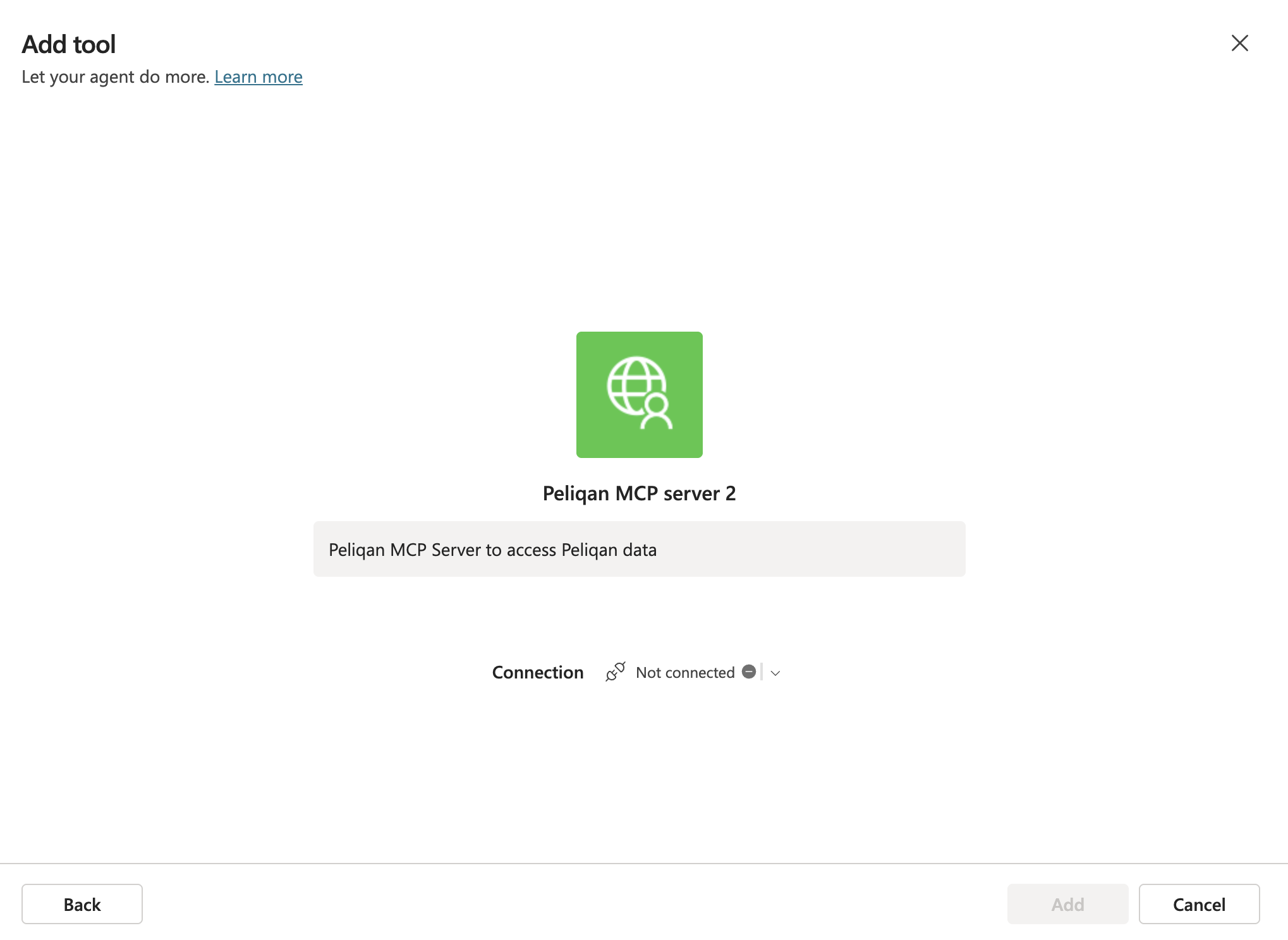 Copilot Studio connection status showing Not connected