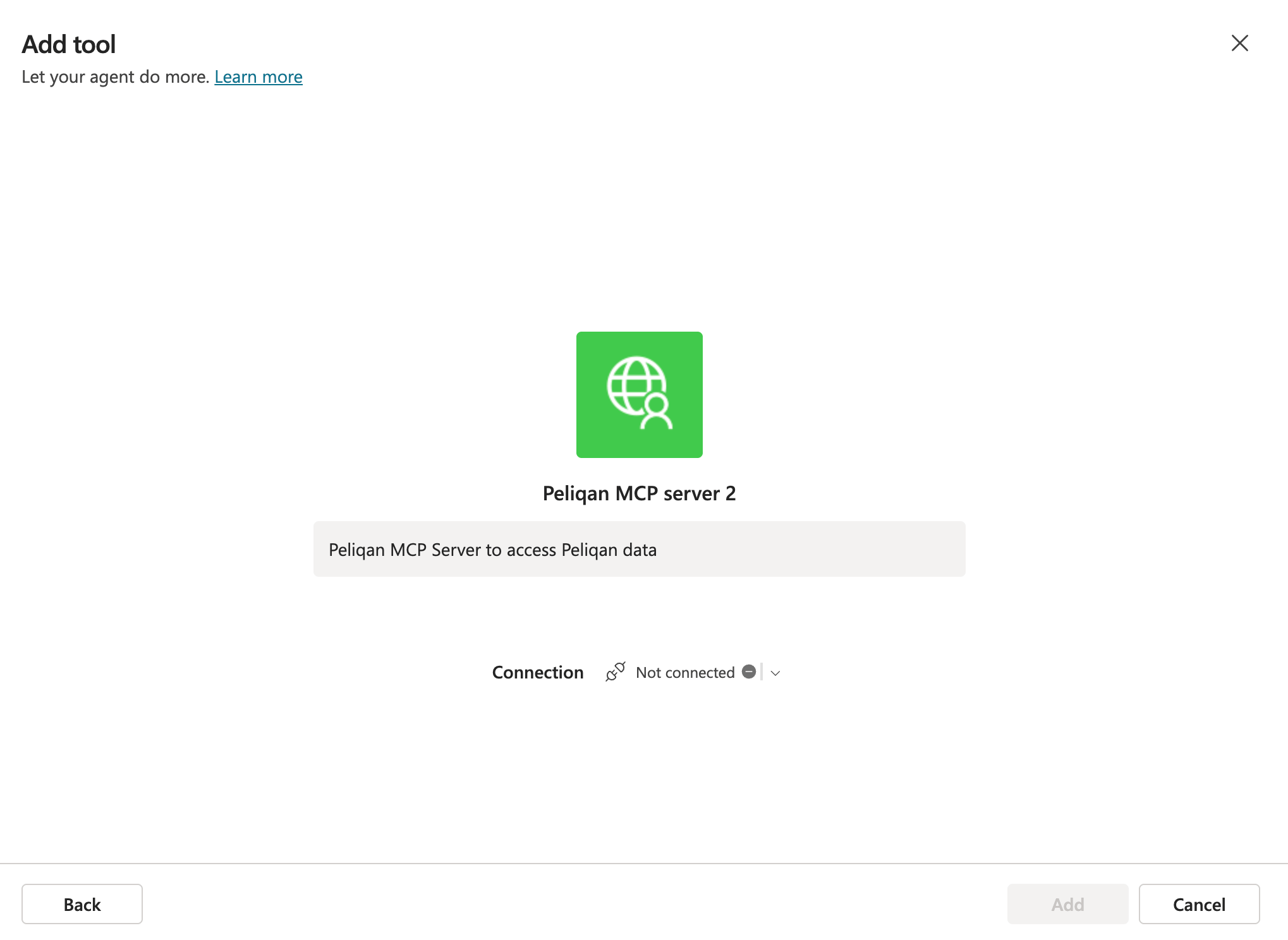Copilot Studio connection status showing Not connected