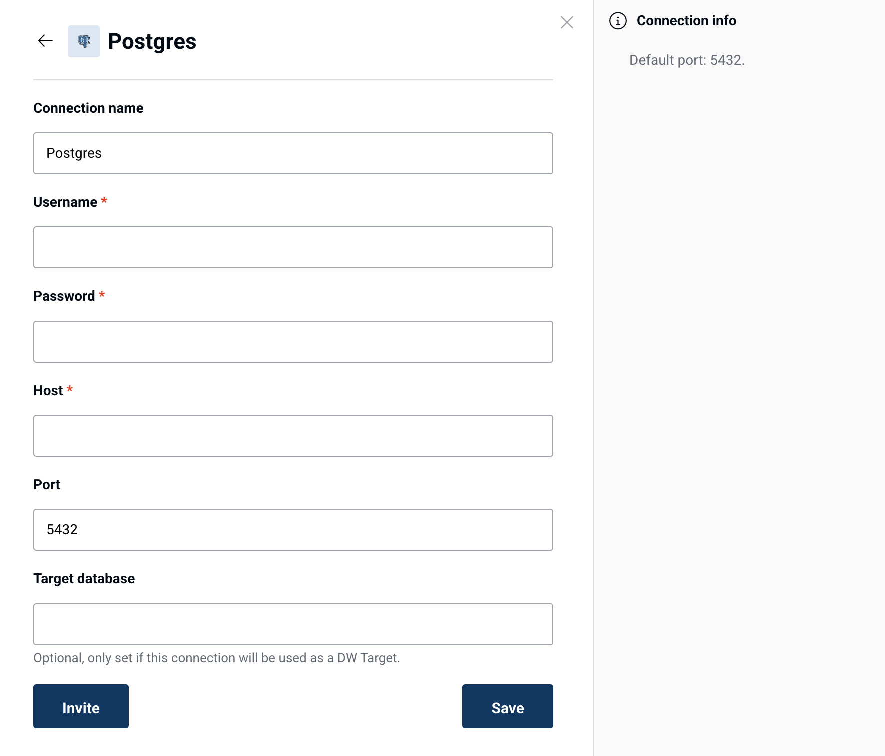 Postgres connection form in Peliqan