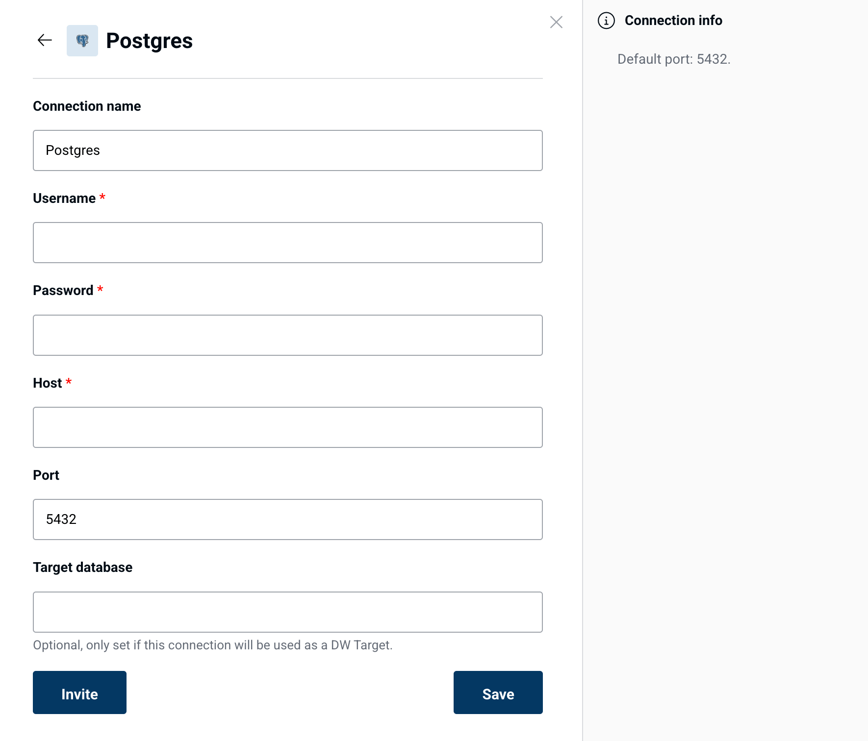 Postgres connection form in Peliqan
