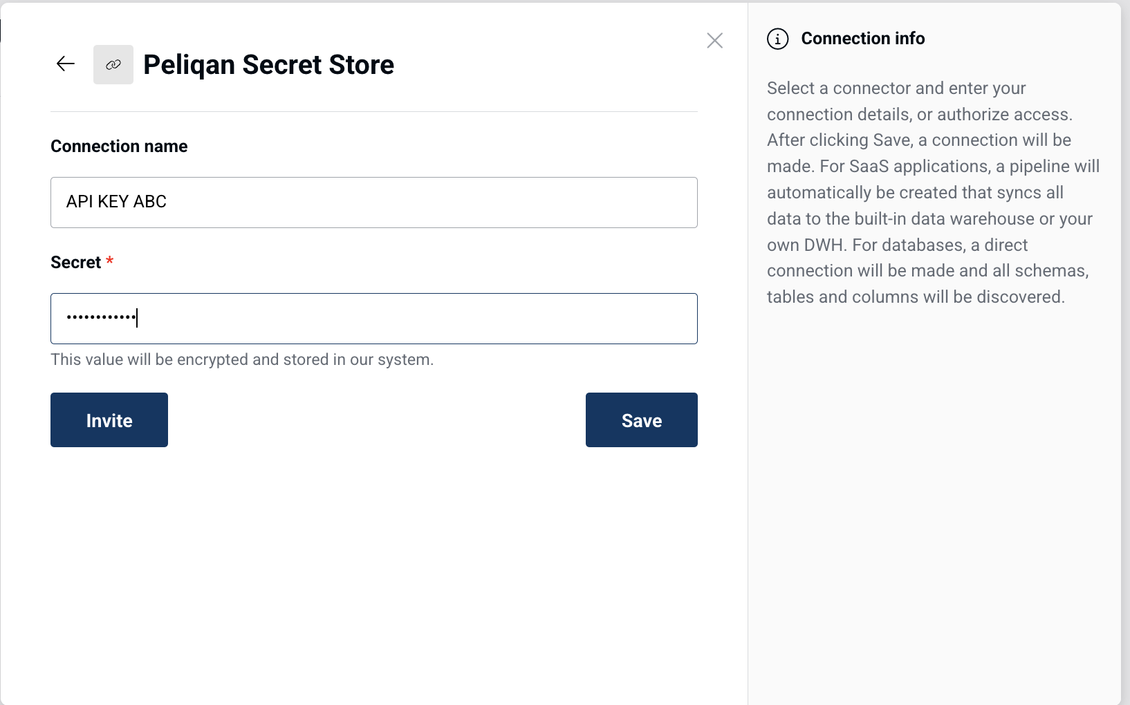 Add Secret Store connection in Peliqan