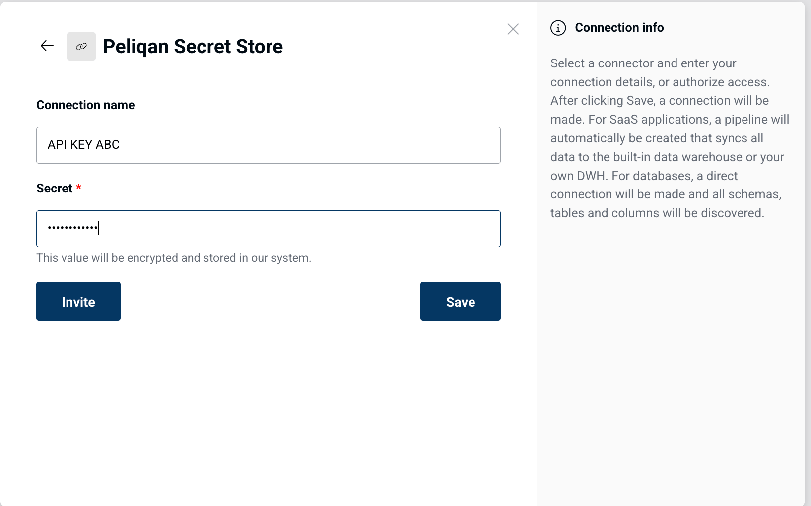 Add Secret Store connection in Peliqan