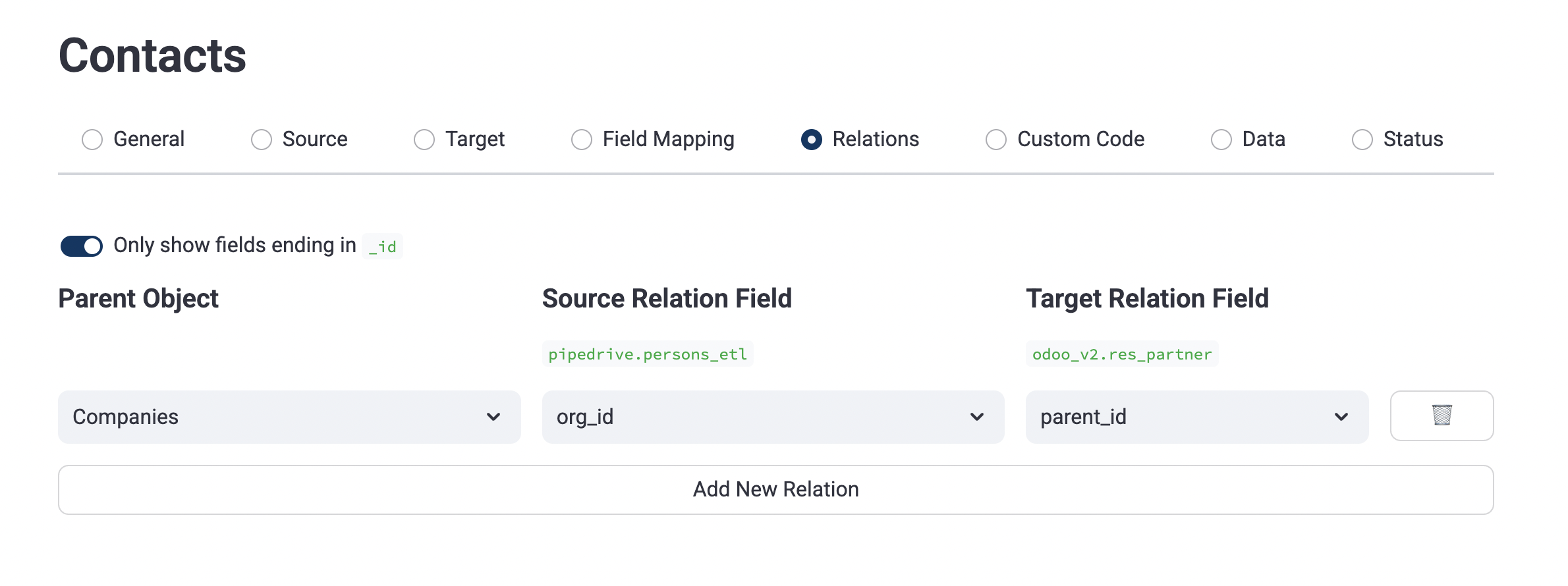 FK relation configuration