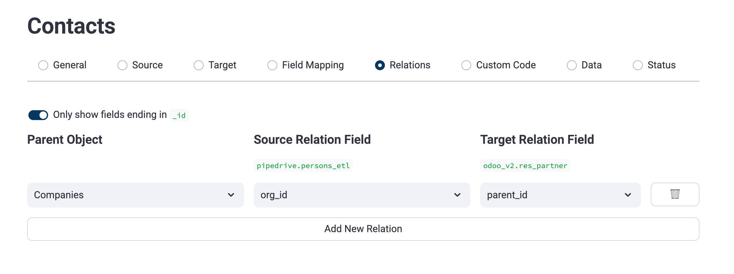FK relation configuration