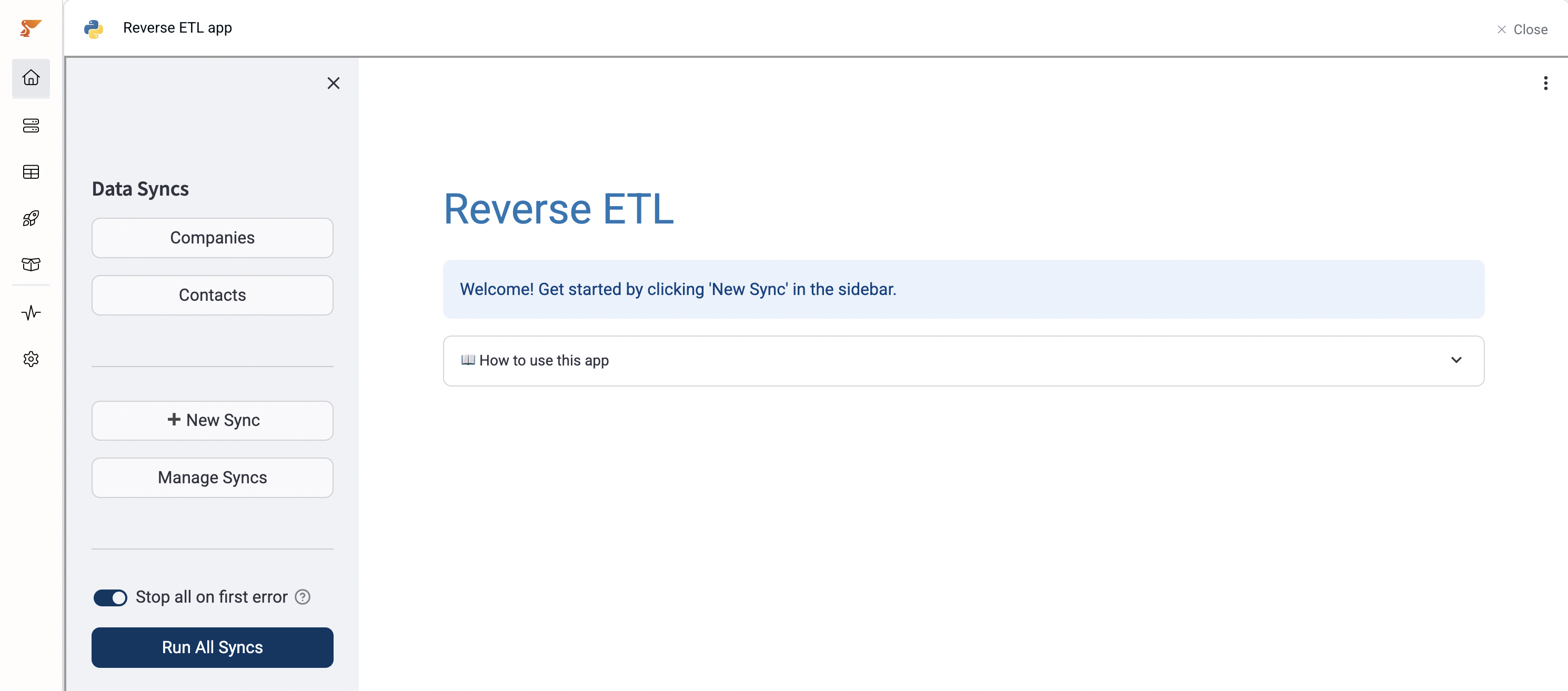 Add syncs in Reverse ETL app