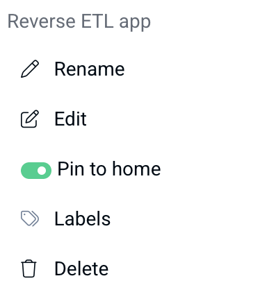 Pin to home menu