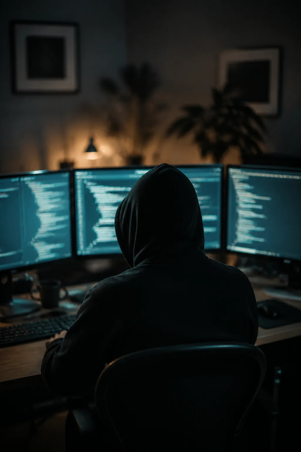 Hooded silhouette, AI avatar in the Percify avatar library (Faceless)