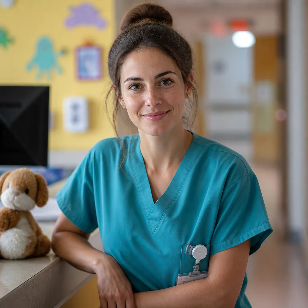 Pediatric nurse, AI avatar in the Percify avatar library (Healthcare)