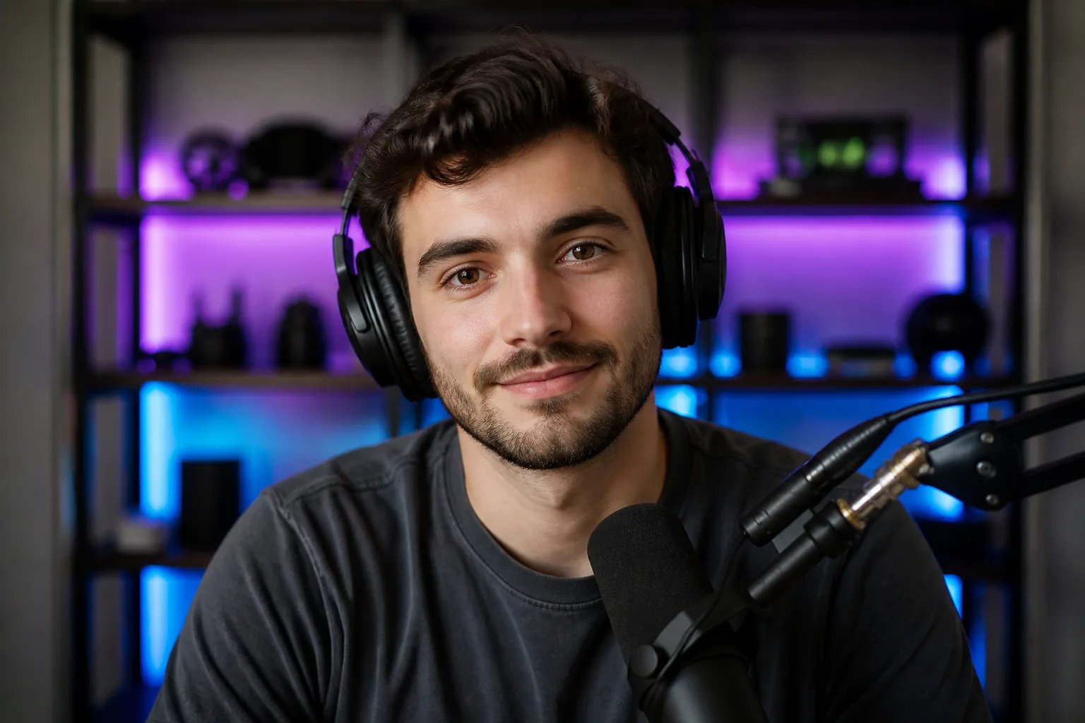 Tech podcast host, AI avatar in the Percify avatar library (Podcast)