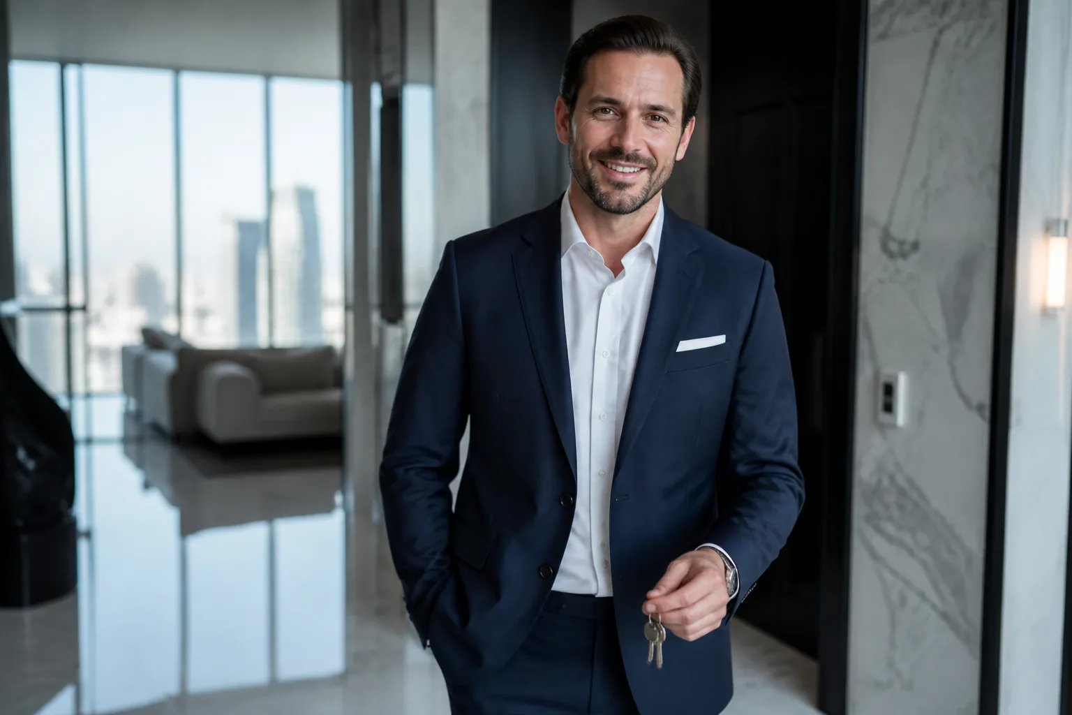 Luxury property agent, AI avatar in the Percify avatar library (Real estate)