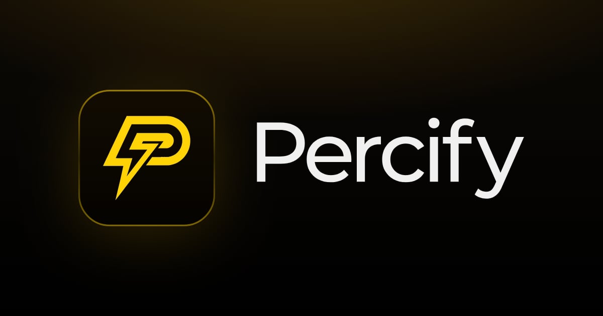 Percify logo share image, 1200 by 630