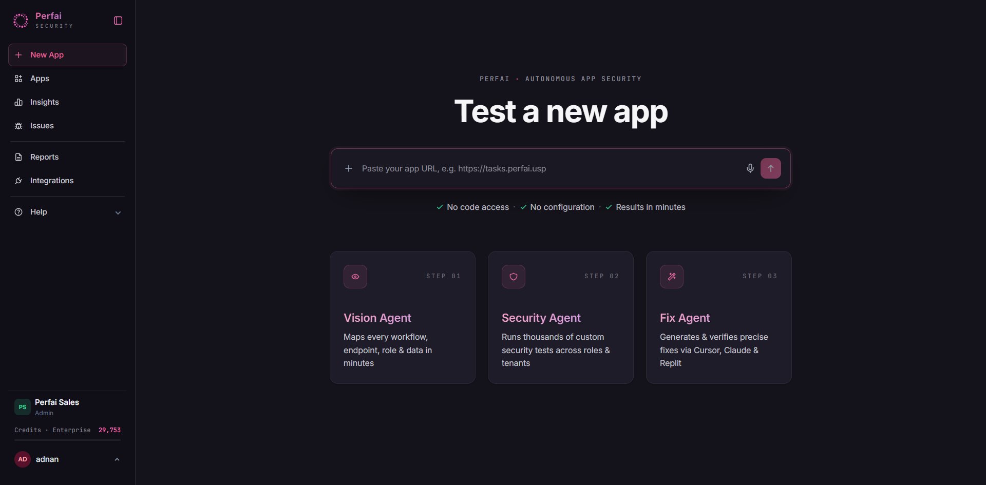 Perfai — Test a new app