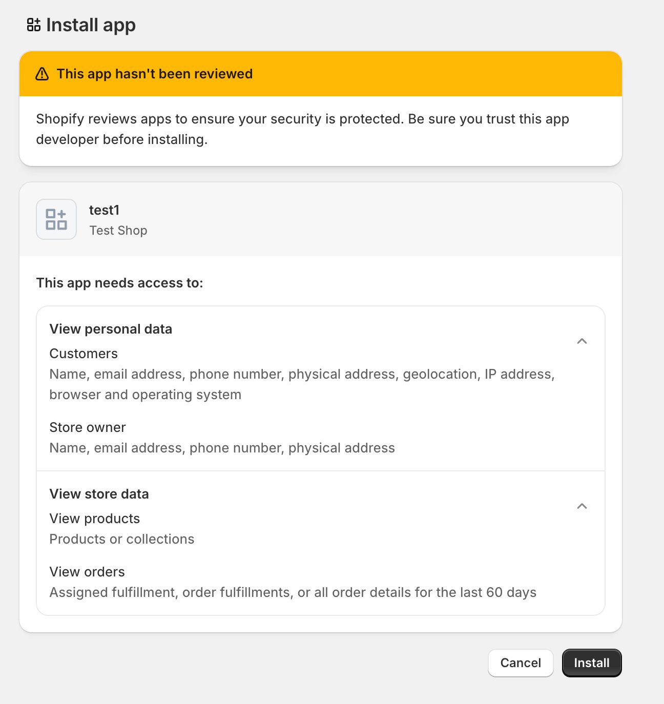 Install confirmation