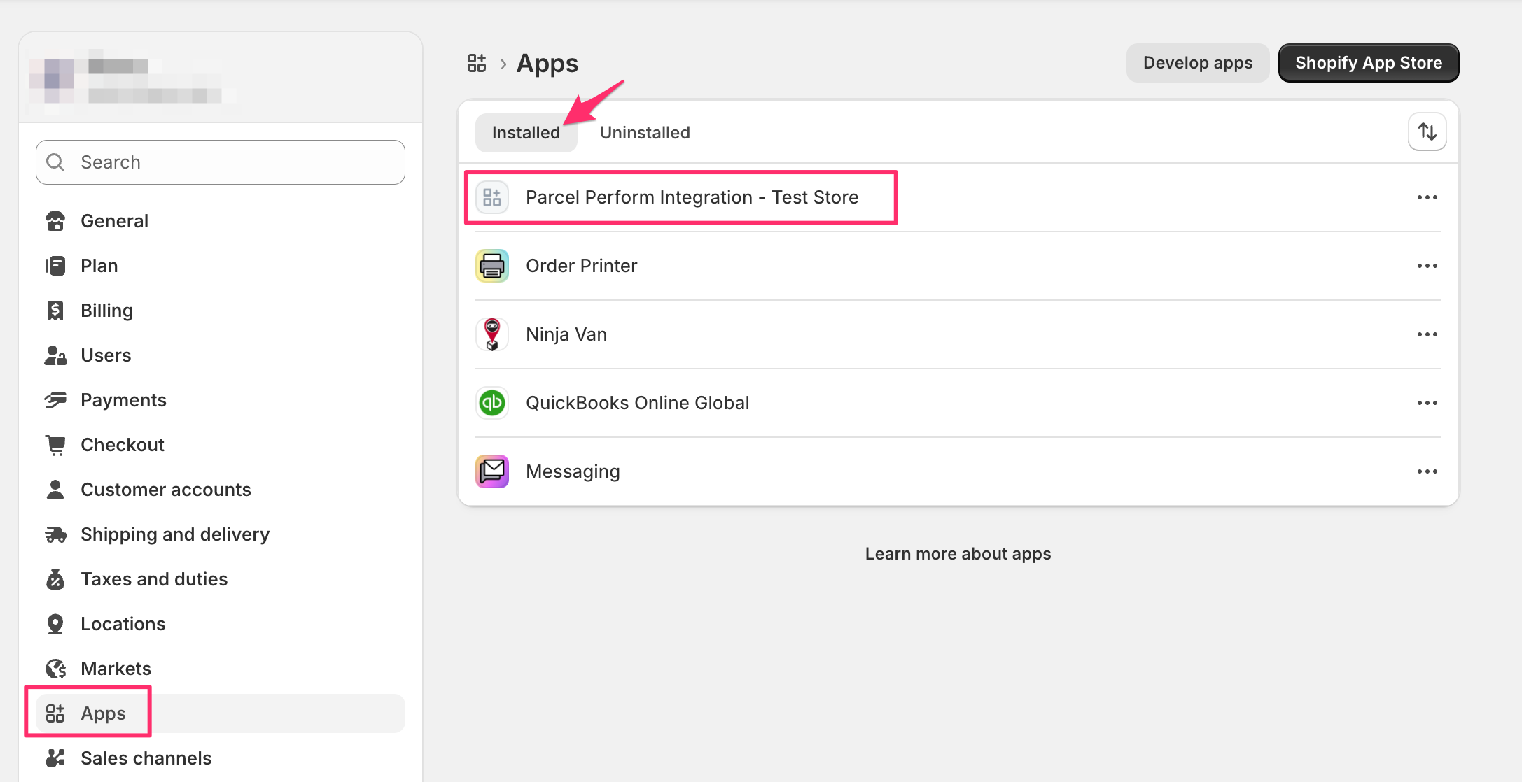 Installed app detail