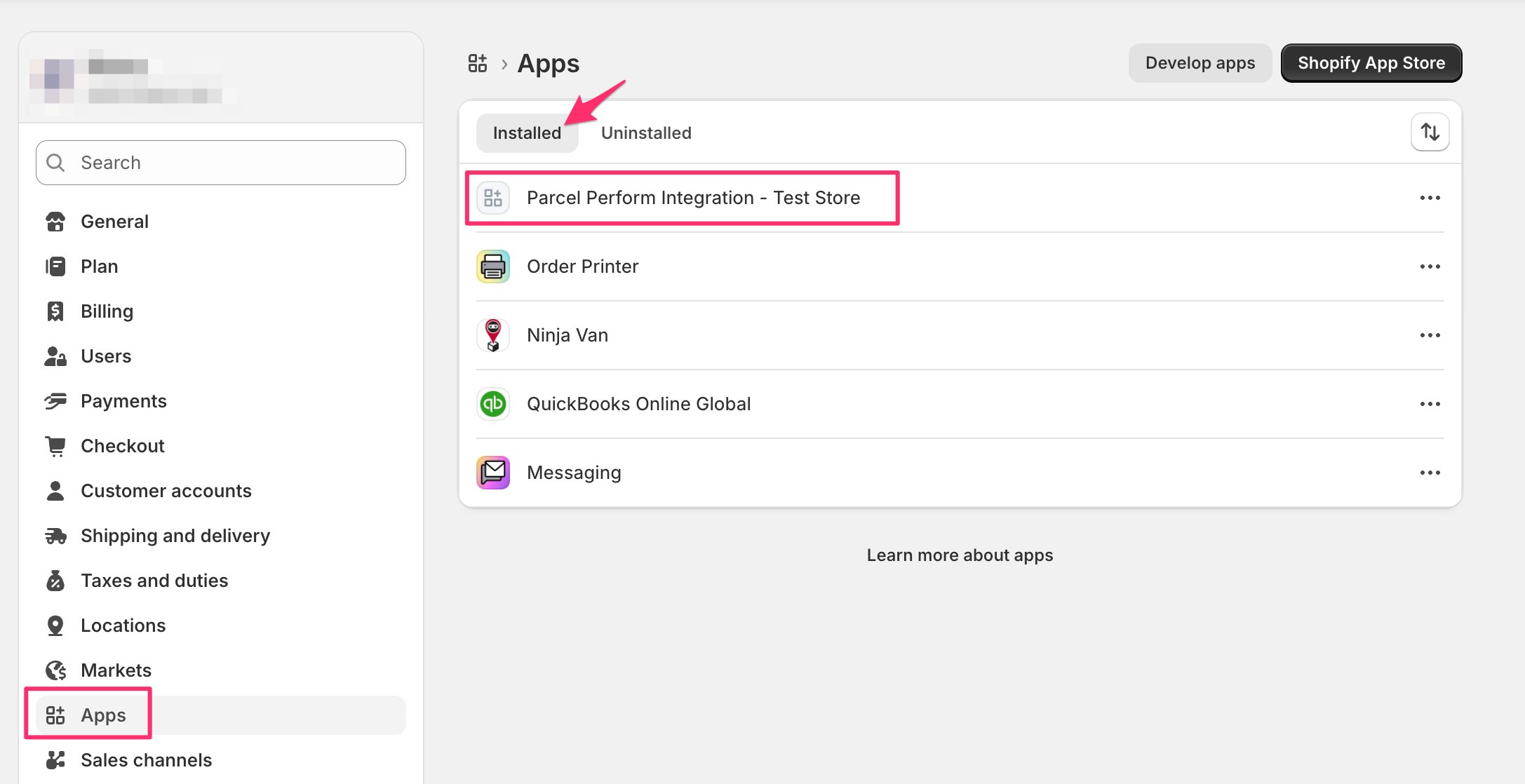 Installed app detail