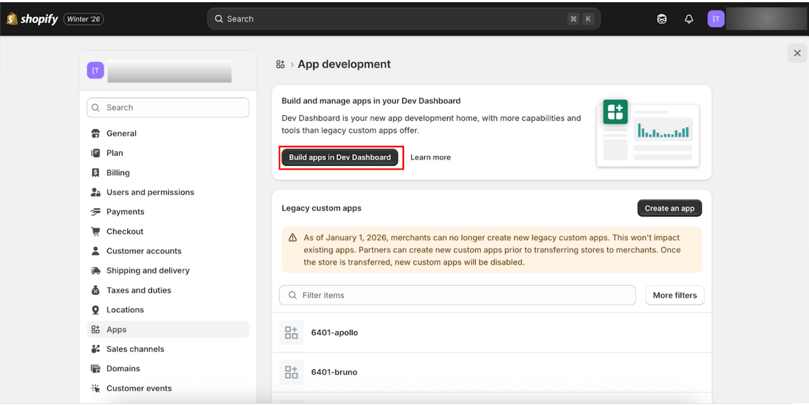 Build apps in Dev Dashboard