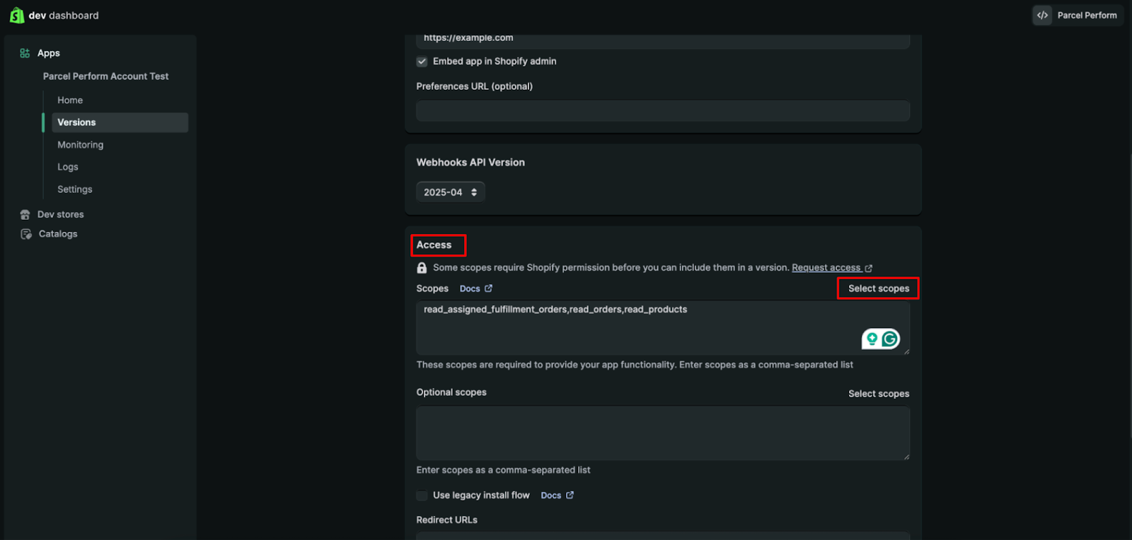 Select scopes