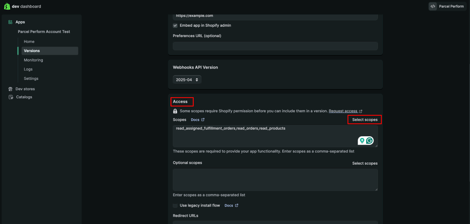 Select scopes