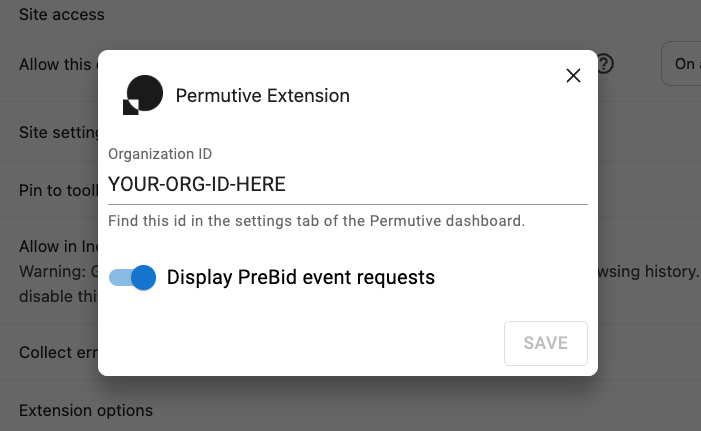 Chrome Extension config module.