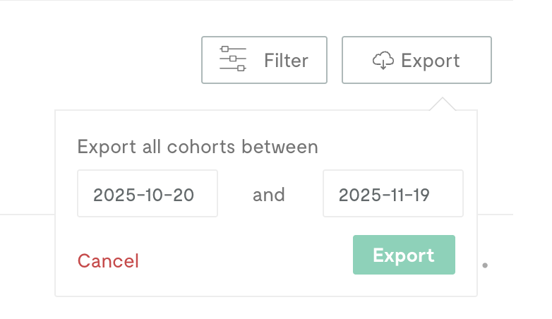 Exporting custom cohorts - date range selection