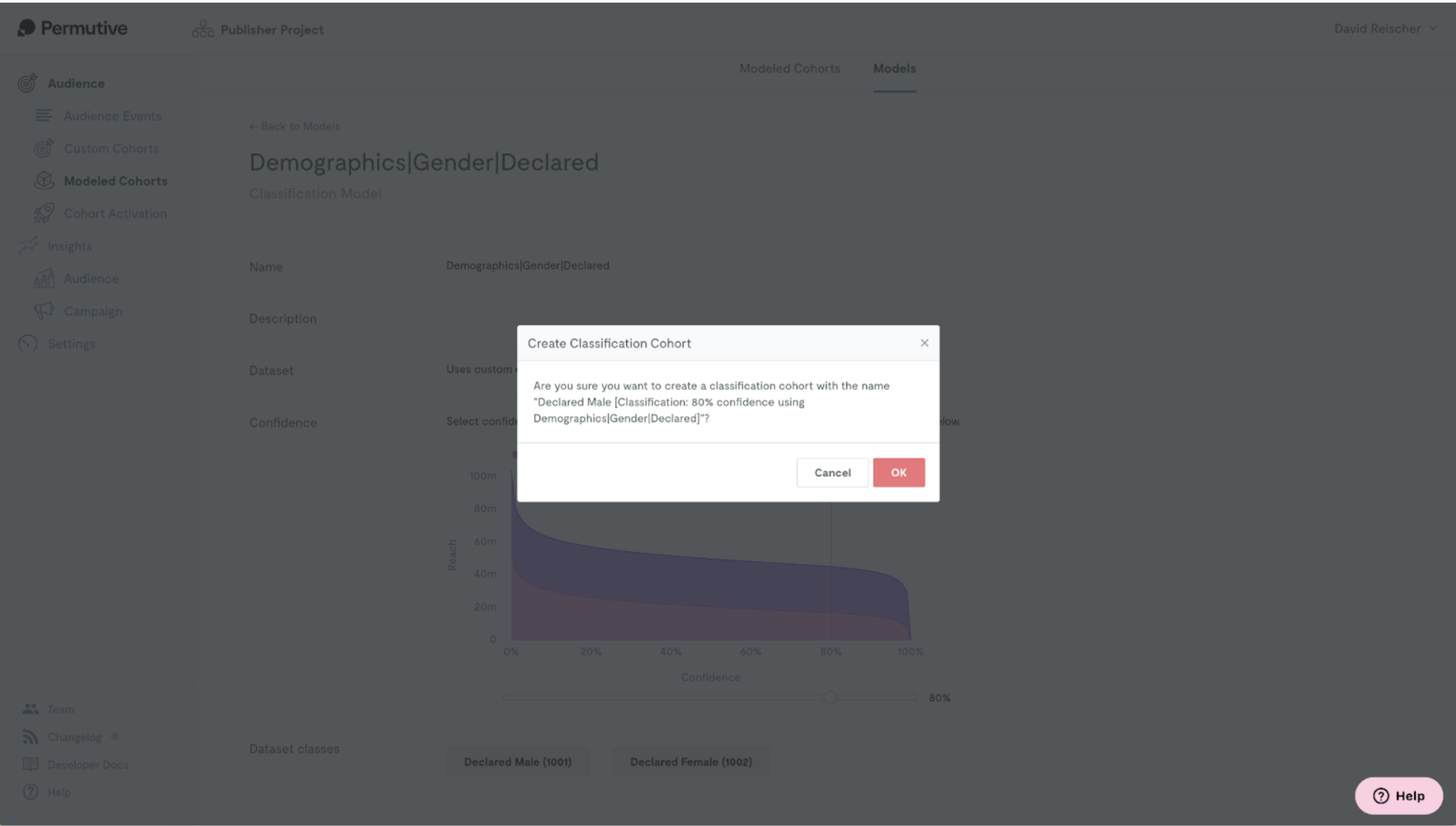 Confirm creation of a classification cohort