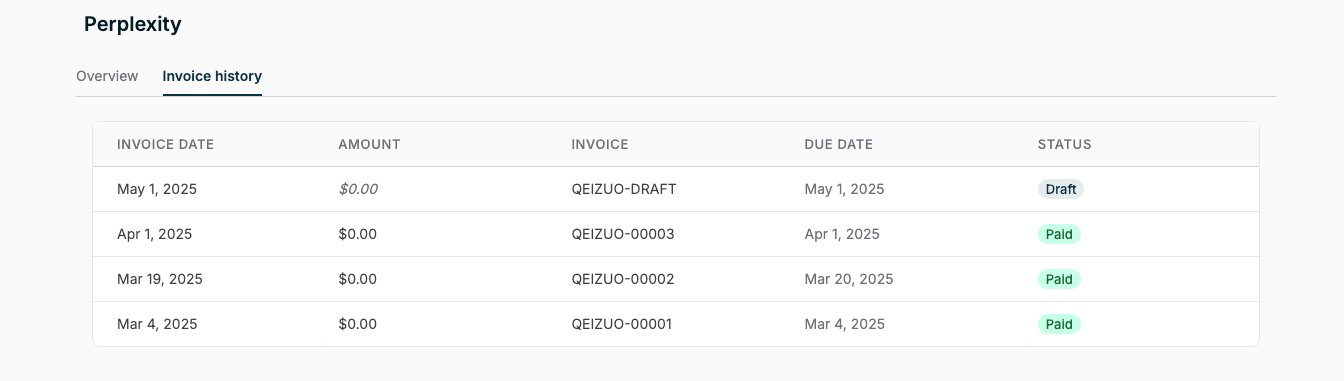 View invoice history