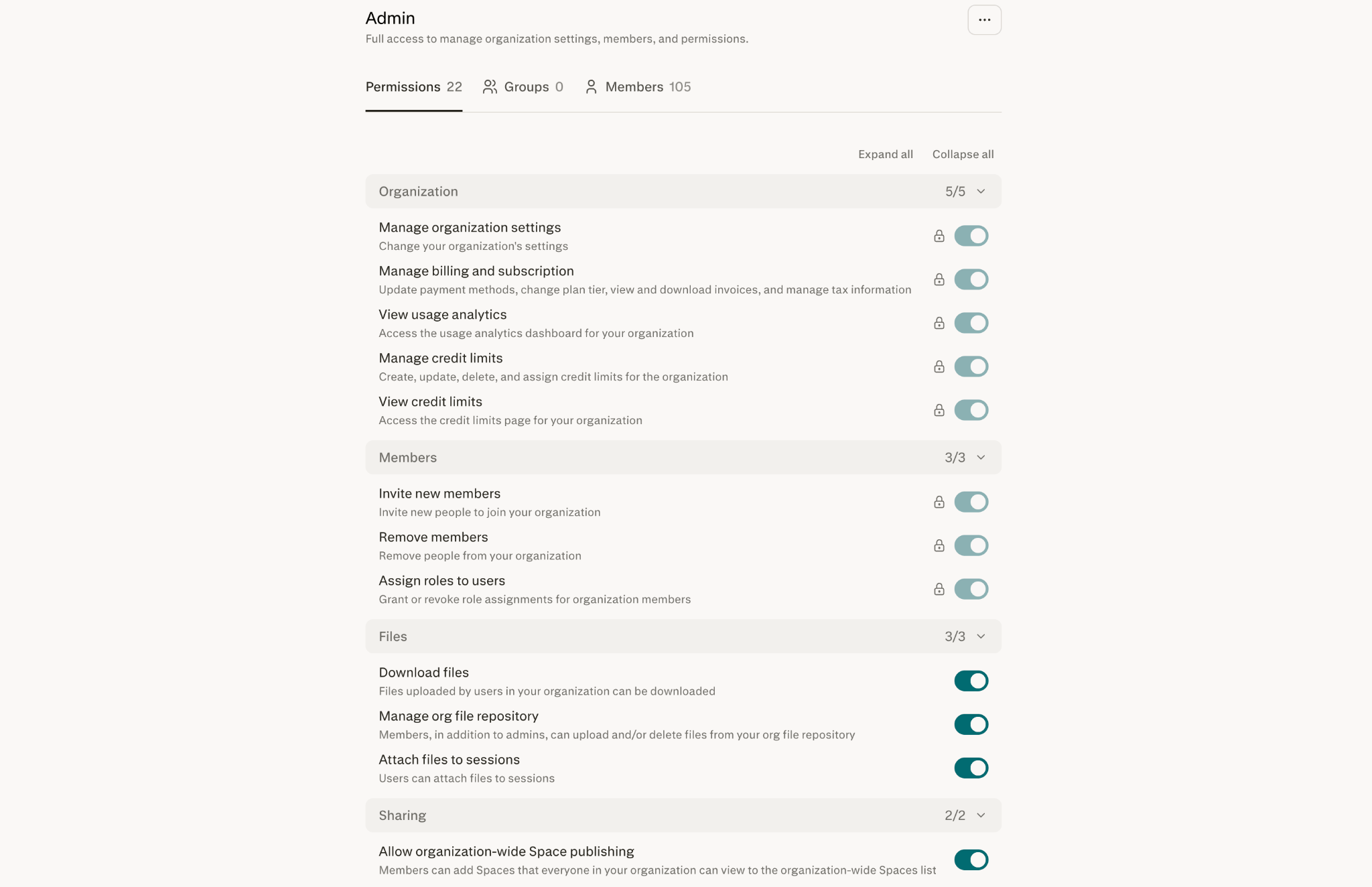 Modification des autorisations d'un rôle dans Rôles & Autorisations