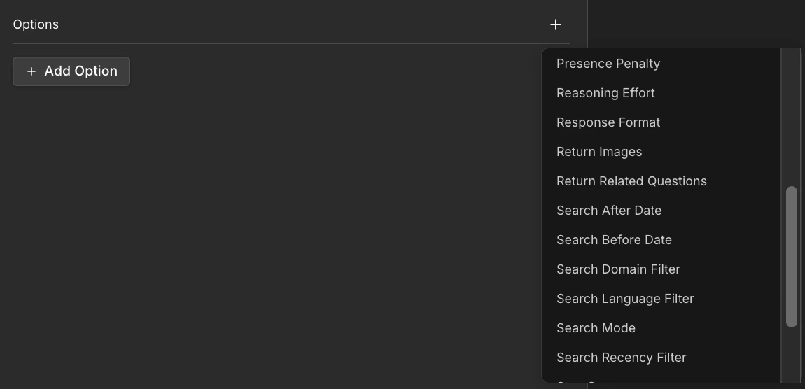 Search controls and additional parameters