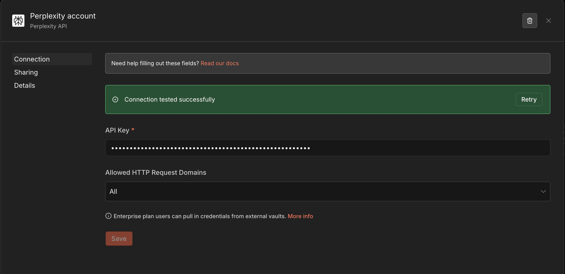 Perplexity credential setup