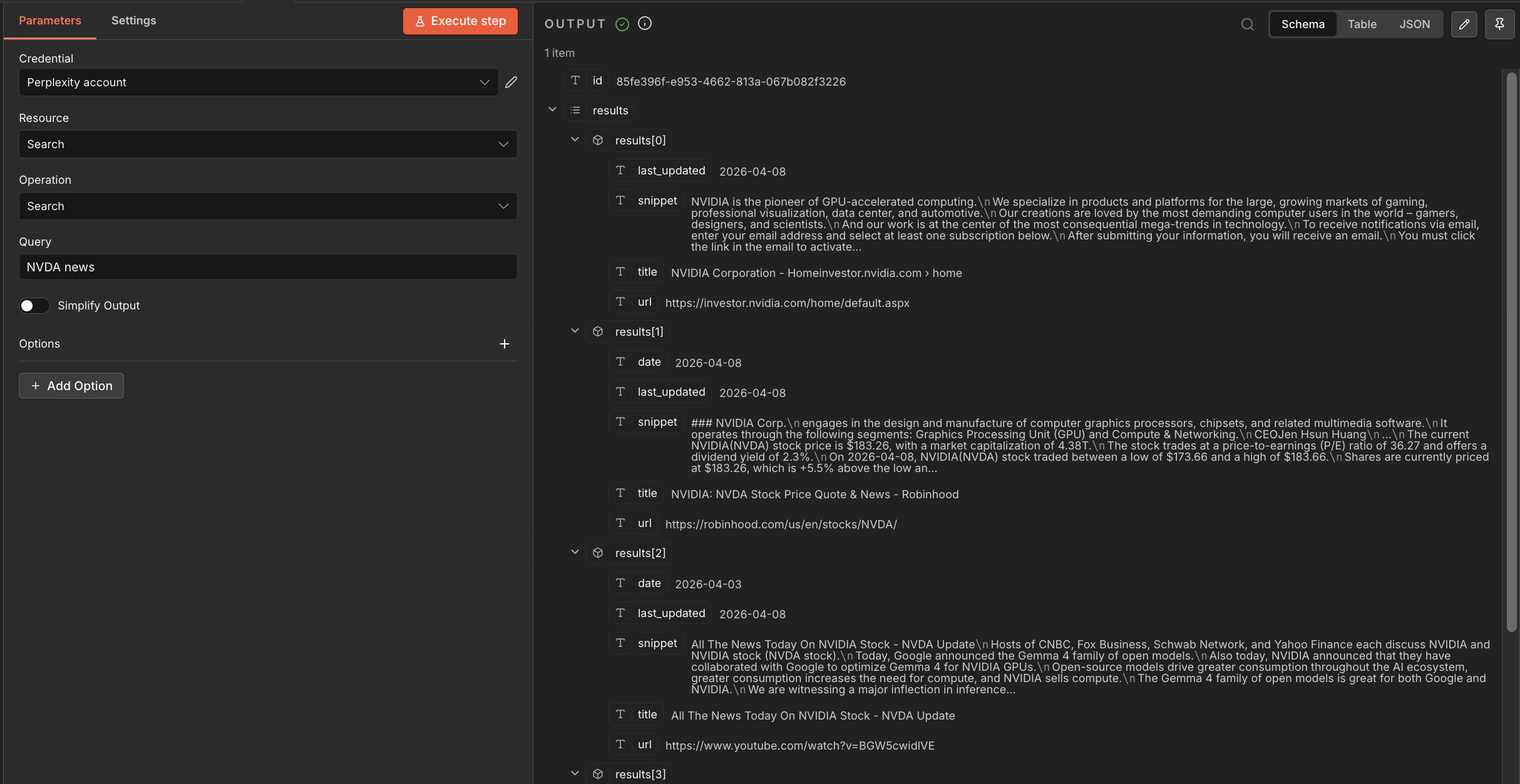 Search resource results