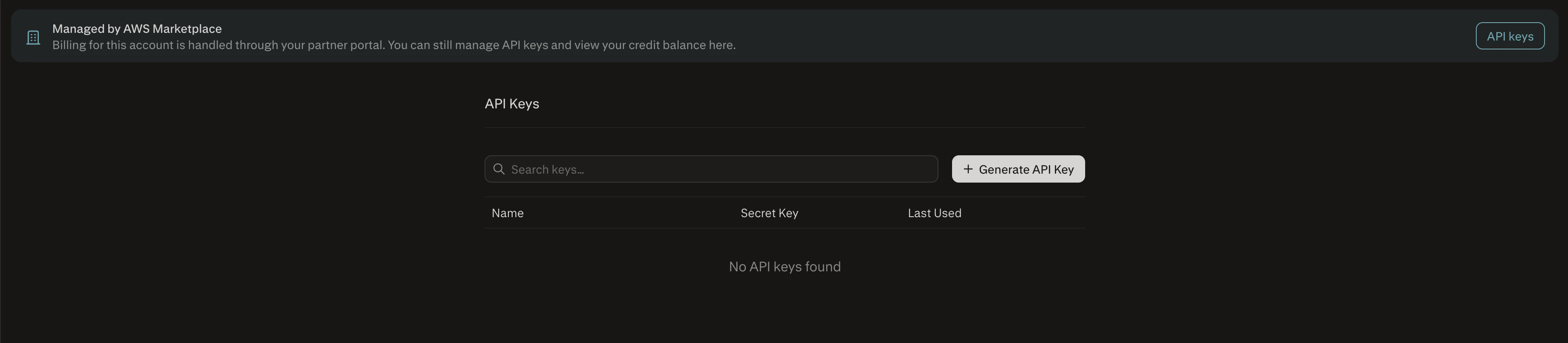 Generating API keys in the Perplexity console