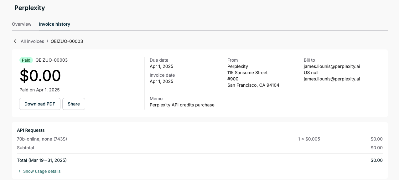 View spend per API key