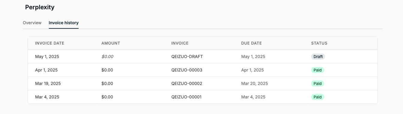 View invoice history
