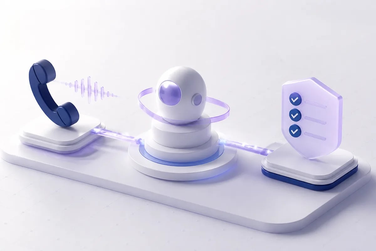 Isometric 3D editorial illustration for What Is a Voice Agent: A Practical Definition for Teams Building on Real Calls