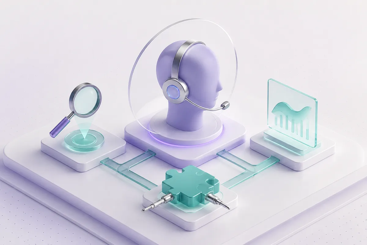 Isometric 3D editorial illustration for Best AI voice agent platform: choosing by real-call constraints, not feature lists