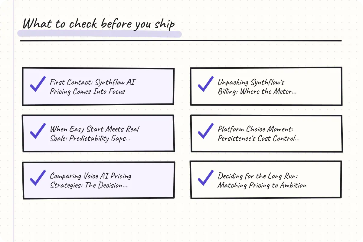 Handwritten implementation checklist based on the article