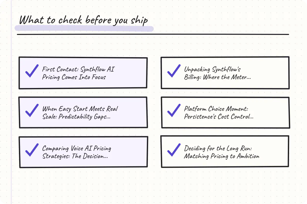 Handwritten implementation checklist based on the article