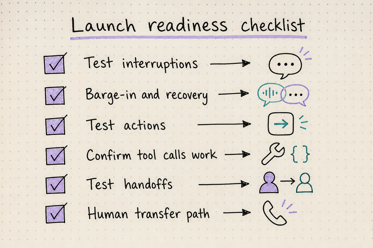 Checklist for voice agent launch readiness