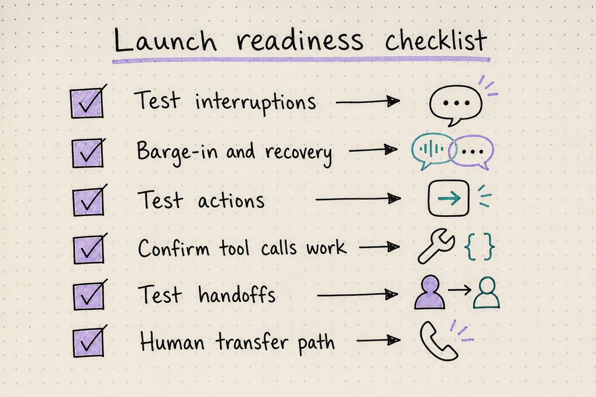 Checklist for voice agent launch readiness