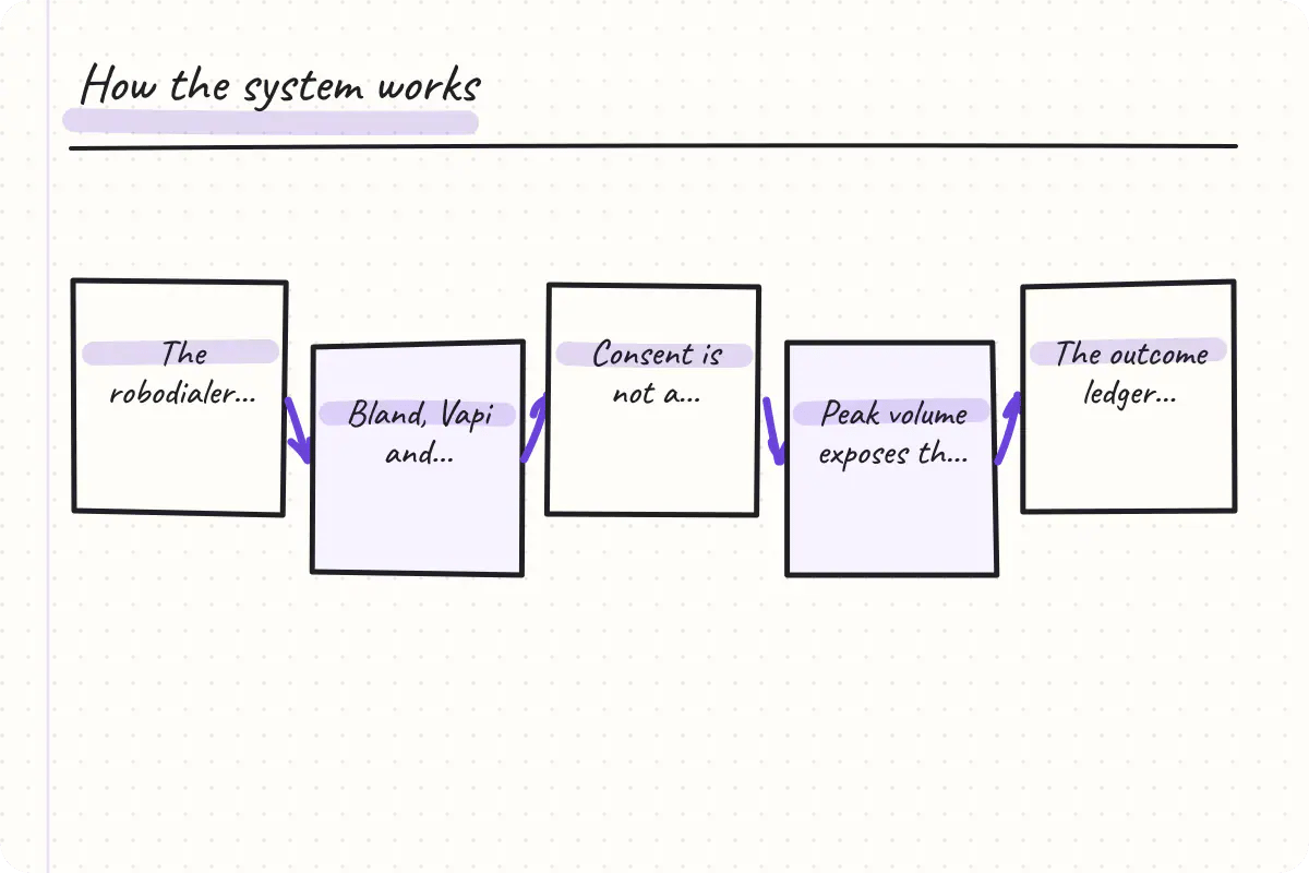 Hand-drawn process for Automated Call Systems Are Back—But the Robodialer Playbook Is Dead