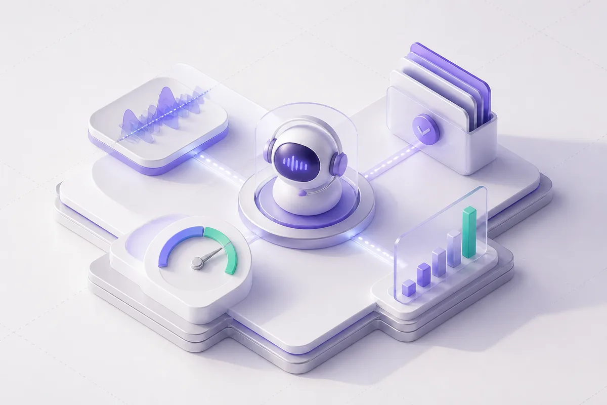 Isometric 3D editorial illustration for Voice AI Agent Testing Best Practices: How to Validate Real Calls