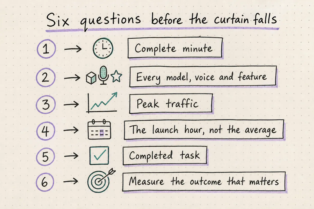 Handwritten final audition checklist for comparing Retell AI and Persistence AI
