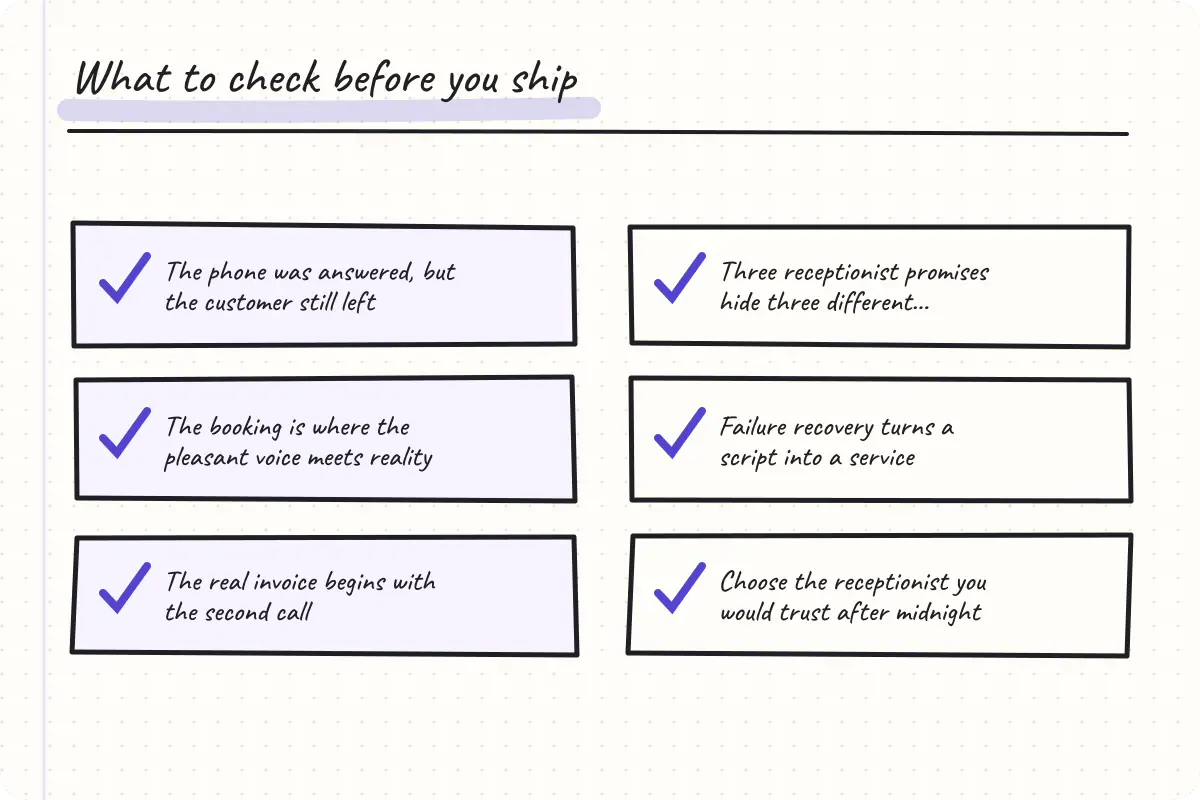 Handwritten implementation checklist based on the article