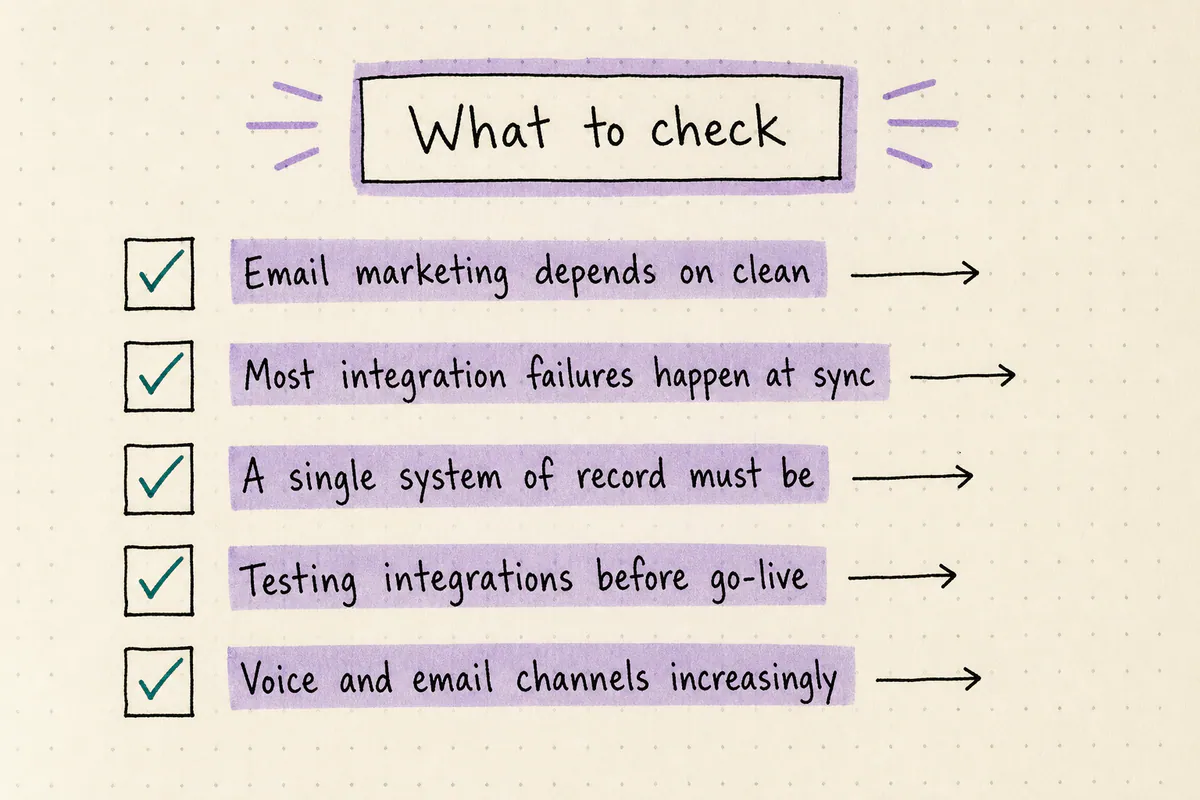 Handwritten implementation checklist based on the article