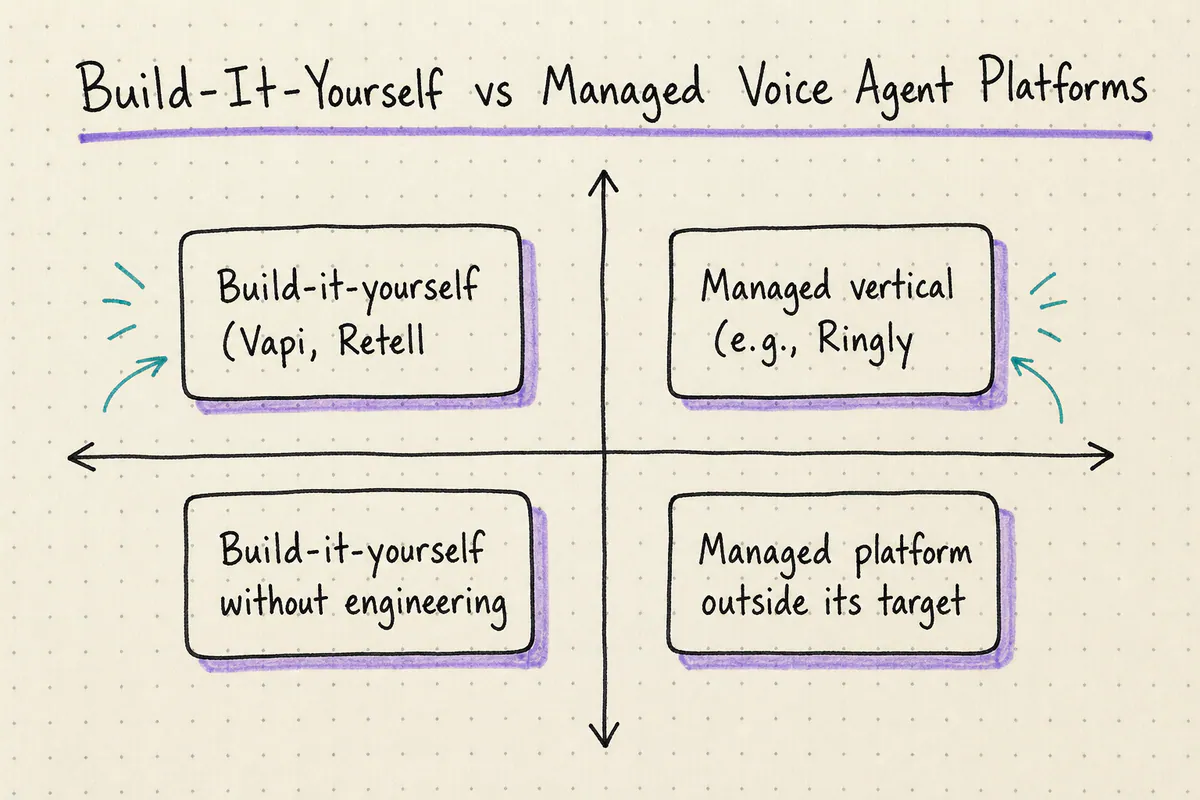 Comparison of developer-built voice agent platforms versus fully managed vertical platforms