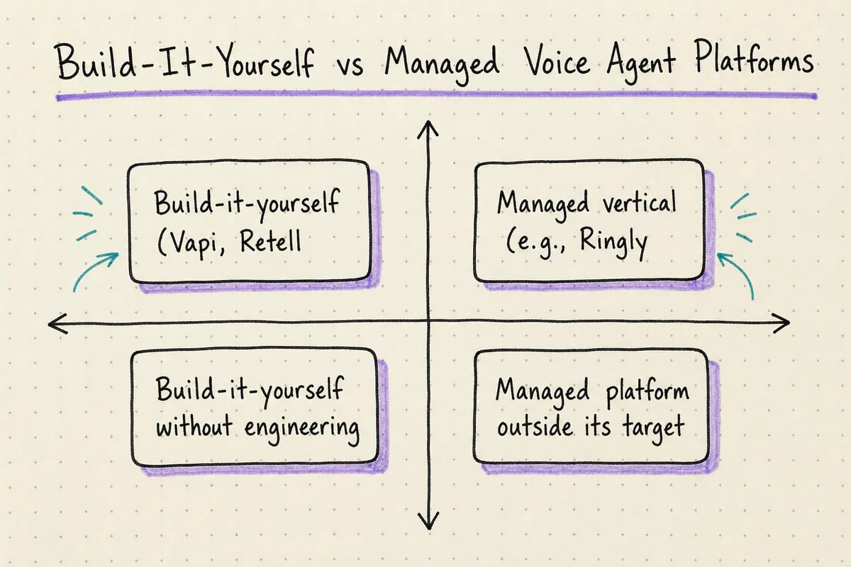 Comparison of developer-built voice agent platforms versus fully managed vertical platforms