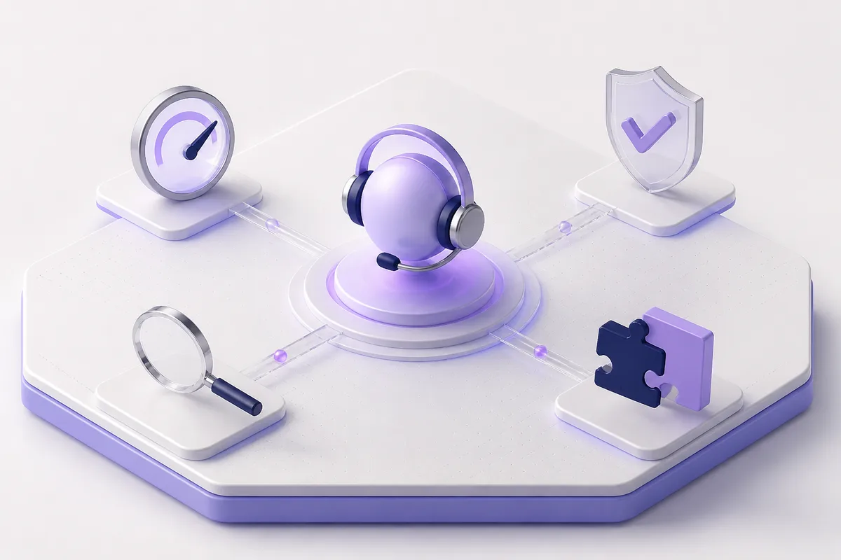 Isometric 3D editorial illustration for Open source voice agent platform: what teams should actually evaluate