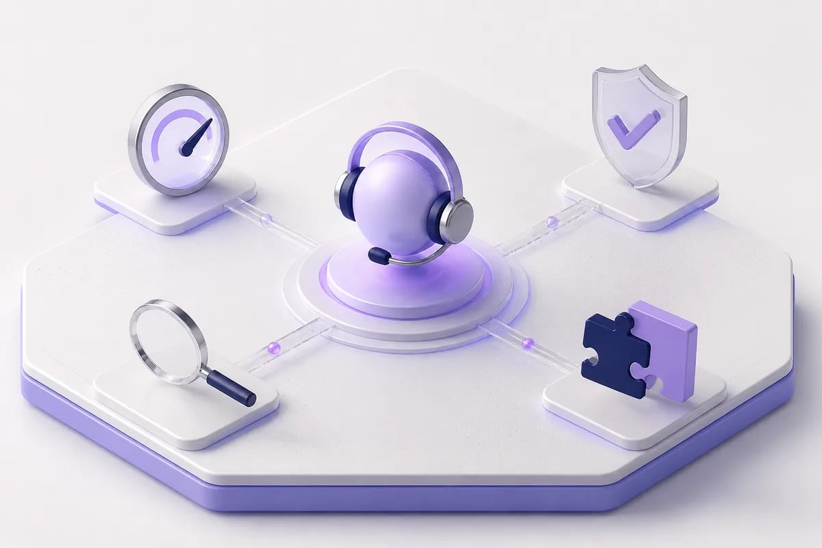 Isometric 3D editorial illustration for Open source voice agent platform: what teams should actually evaluate