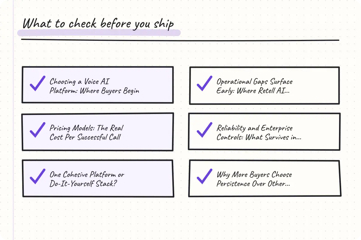 Handwritten implementation checklist based on the article