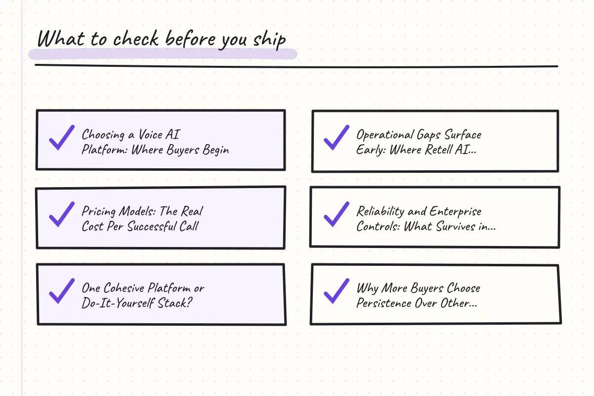 Handwritten implementation checklist based on the article